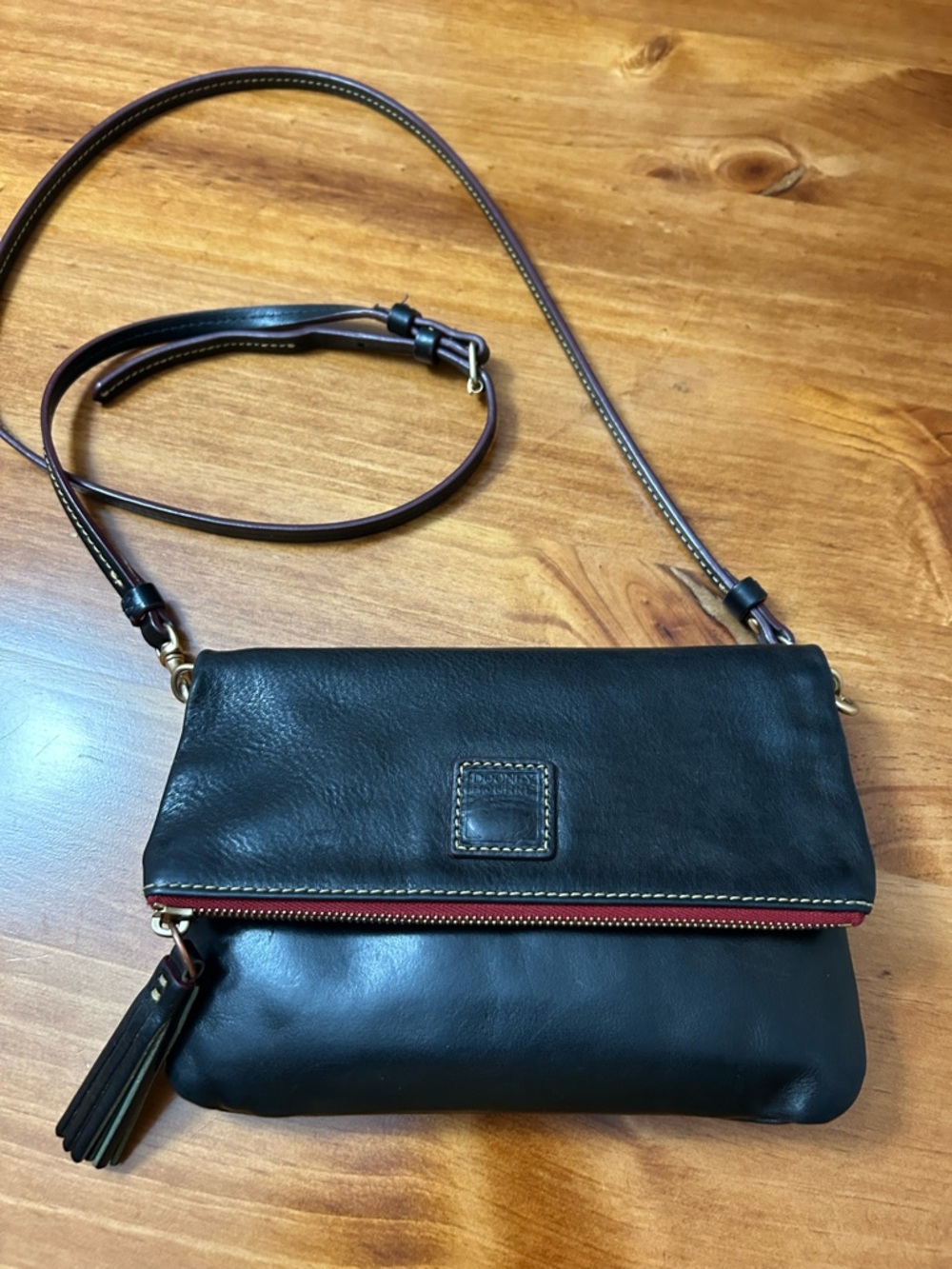 Dooney and Bourke Florentine Fold-over Crossbody Bag - Black